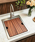 Stainless Steel Bar Sink Drop In 15 By 20 Inch Topmount Single Bowl Workstation Kitchen Sink with wood cutting board
