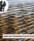 Heavy duty rebar stack with insert showing 200 Pieces Rebar Chairs Plastic Heavy Duty Spacers For Concrete Forming Fits Bar Sizes 3 To 5