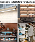 Smart Under Cabinet Lighting Kit With Dimmable LED Strip Lights 24V Plug In Linkable Bar Lights for various spaces.
