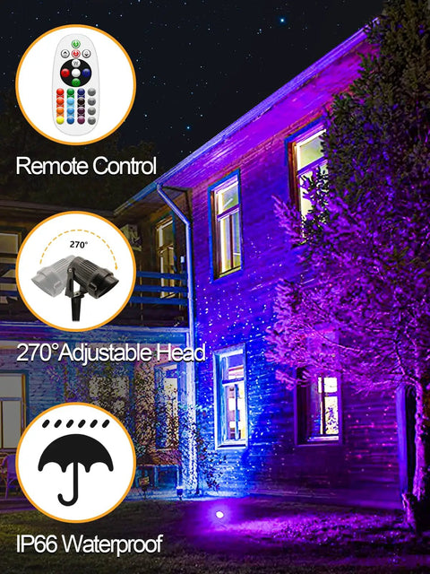 Low Voltage RGBW Landscape Lighting Kit With 10W Outdoor LED Spotlights For Yard Garden Pathway 12V 24V Waterproof Color Changing