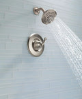 Linden 14 Series Single Function Shower Trim Kit With 5 Spray Touch Clean Shower Head In Stainless T14294-SS Valve Not Included