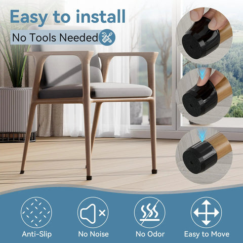 24 Pack Extra Small Silicone Felt Chair Leg Floor Protectors For Hardwood And Tile on a chair in a minimal room setting.