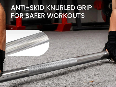Heavy Duty 5 Foot Powerlifting Barbell With 1 Inch Standard Grip 300 Pound Capacity Solid Chrome Plated Knurled Bar For Deadlift