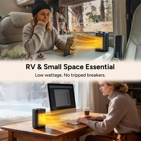 Ceramic Personal Space Heater For Office Desk And RV, Fast 3 Second Ceramic Instant Heat, Keeps You Toasty, 1000W And 700W Low Wattage