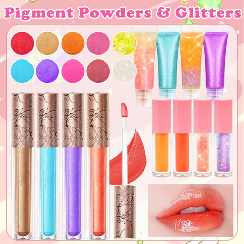 All Inclusive Lip Gloss Making Kit For Beginners With DIY Lip Gloss Set Includes 140G Base Empty Tubes Pigment Powders Jojoba Oil Glitter