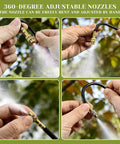 Hands adjusting 360-degree brass nozzles of 100 Ft Drip Irrigation System For Garden With 16 Adjustable Brass Nozzles And Bendable Rods