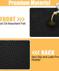Front and back view of Oil Spill Mat For Garage Floor 36 Inch By 60 Inch Under Car Oil Change Mat Highly Leak Proof Non Slip Durable