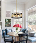 Three Light Modern Pendant Chandelier For Dining Room Living Room Kitchen Island Height Adjustable Metal Black And Gold Fixture Elevates Any Space With Sleek Industrial Vibe