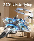 Remote Control Foam Airplane Drone Stunt Plane with LED Lights performing 360 degree flips indoors.