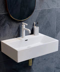24 Inch Rectangle Wall Mount Bathroom Sink Sleek Space Saving Ceramic Vanity Basin With Durable Non Porous Scratch Resistant Finish