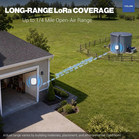 LoRa Water Level Monitoring Sensor With Battery Powered Float Switch Alarm For Sump Pump And Overflow Protection, Tank Level Monitoring, Toilet Leak Sensor, 105dB Siren, Hub Required, Ideal For Home Aquarium Pond Rain Barrel; long-range hub coverage