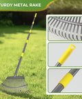 2 Pack 18 Inch Wide Heavy Duty Garden Rake Set For Leaves With 73 Inch Adjustable Handles And 25 Tines Includes 72 Gallon Leaf Bags And Scoops For Quick Yard Cleanup And Lawn Care