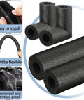 Top Shelf Foam Pipe Insulation Sleeves With Elbow Fittings For Hot And Cold Water Lines Thermal Wrap To Keep Those Pipes Cozy 16 Piece Set showing flexible black foam sleeves and elbow fittings.