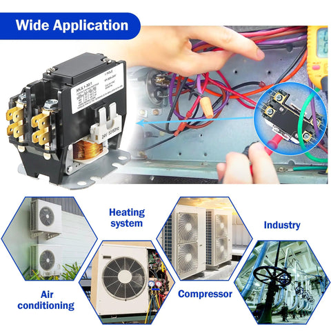 Go-To 24V 30A HVAC Contactor Relay 1 Pole, 24 VAC Replacement for C230B used in air conditioning and heating systems