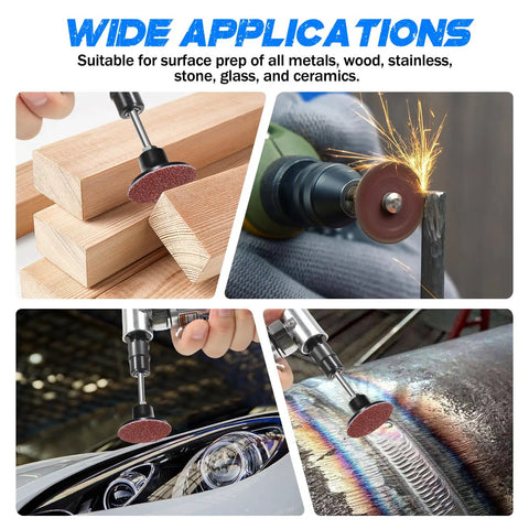 100 Pack 2 Inch Abrasive Cartridge Rolls for Rotary Tool in use on wood, metal, and car surface for heavy duty finishing