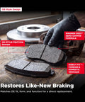 Ford Mustang Ceramic Front Disc Brake Pad Set For Daily Driver Use OE Style Fit Quiet Performance Three Layer Shim On Table