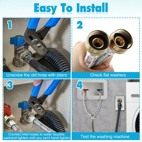 Step-by-step installation guide of Y Hose Connector for Washing Machines 1 ft Stainless Steel Braided Splitter with fittings