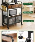 Rolling Coffee Bar Cart On Wheels For Small Spaces With 5-Tier Storage, showing heavy-duty iron and solid wood design
