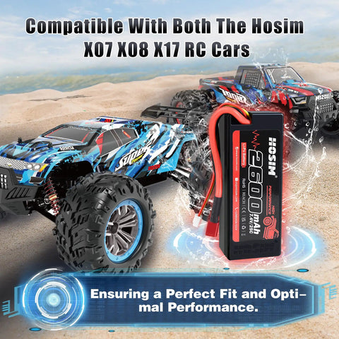 Two Pack 7.4V 2S 2600mAh LiPo Battery 25C With USB Charger And Battery Strap for RC trucks on rocky terrain