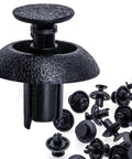 Close-up of 20 pcs engine cover clips grille push type retainer fasteners with 7mm holes for Toyota Lexus vehicles.