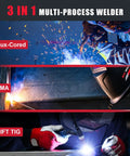 140Amp MIG Welder Flux Core Gasless 3 In 1 MMA Stick Lift TIG Welding Machine 110V Synergy IGBT Inverter Portable Welder