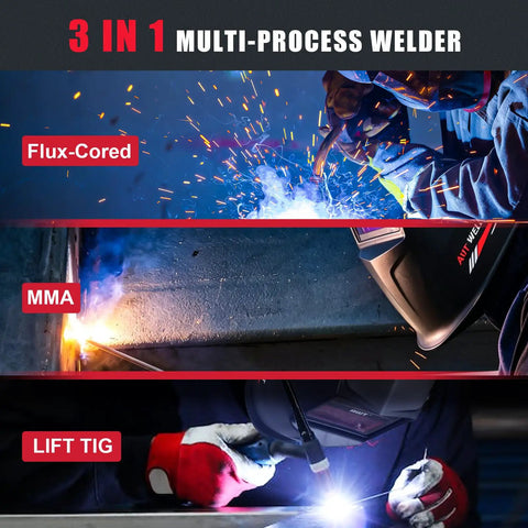 140Amp MIG Welder Flux Core Gasless 3 In 1 MMA Stick Lift TIG Welding Machine 110V Synergy IGBT Inverter Portable Welder