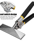 Hand Seamer Pliers 150mm Flat Mouth Metal Bending Tool with dual side gap for windows and ceilings, black handles, closed switch design.