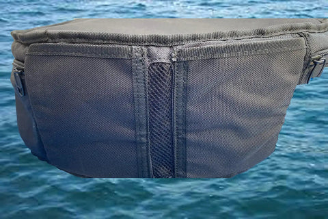 Rear view of Heavy Duty Padded Scuba Regulator Bag With Detachable Shoulder Strap Or Just Carry Handle, solid black design