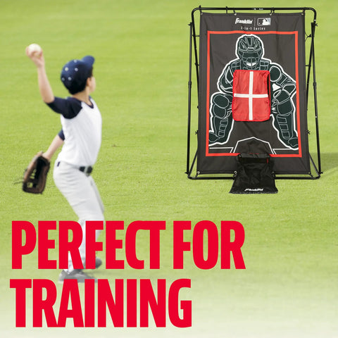 Boy using Two In One Pitch Back And Target For Baseball Practice And Return Training, Heavy Duty Nylon Construction, Durable Rebounder