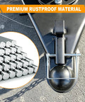 Close-up view of Built Tough Zinc Coated Quarter Inch Trailer Hitch Pin Set secured to hitch with rustproof material and locking pin.