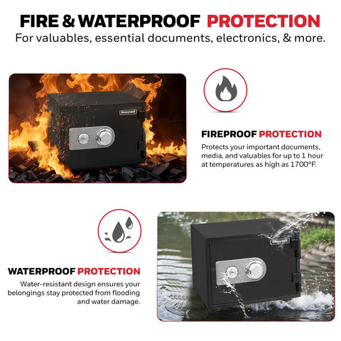Built Tough Fire Safe With 1 Hour Fire Rating Up To 1700F in fire and water resistance demonstration