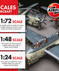 Avro Lancaster B.III WW2 Airplane Model Kit Gift Set In 1:72 Scale advertisement with scale comparisons.
