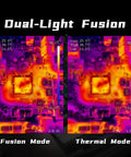 Dual Light Fusion Thermal Imager Multimeter Pro Grade With Date Recorder showing fusion and thermal modes on PCB