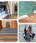Various uses of Heavy Duty Non Slip Stair Tape 4 Inch By 60 Feet for Outdoor Steps Waterproof Anti Skid Tape in different settings