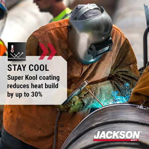 Welder using PL280 Pipeline Welding Helmet Shade 10 Flip Front Hood Built For Tight Spots ANSI Z87.1 Made In USA