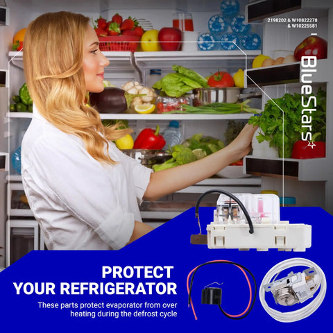 Upgraded Refrigerator Defrost Kit With Cold Control Thermostat, Defrost Timer And Bimetal Thermostat For Whirlpool Kenmore Fridges