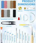 Product dimensions of Heavy Duty Upholstery Repair Sewing Kit With Leather Needles Awl Seam Ripper 47 Piece Craft DIY Set For Car Seats Sofa Backpack Shoes 10 Color Threads.