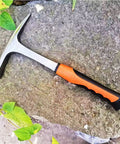 Heavy Duty 28 Oz Rock Pick And Brick Hammer With Pointed Tip And Flat Head Forged Steel Construction Shock Reduction Handle
