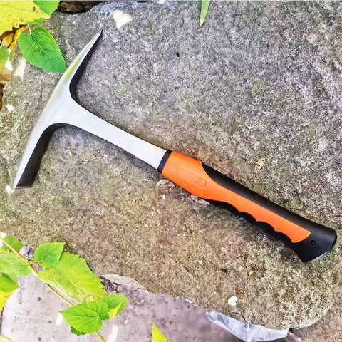 Heavy Duty 28 Oz Rock Pick And Brick Hammer With Pointed Tip And Flat Head Forged Steel Construction Shock Reduction Handle
