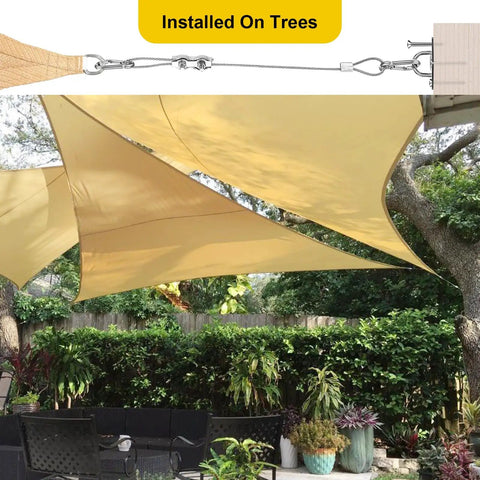 Installed Heavy Duty Shade Sail Hardware Kit With 304 Stainless Steel Turnbuckles And Wire Ropes for Patio Trees