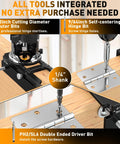 Door Hinge Router Jig For Precise Mortises In Woodworking Aluminum 6061 Template Kit close-up with tools and hinges.