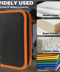 Image of a carrying case and foam types for the 3-In-1 Hot Wire Foam Cutter Kit With Three Cutting Tips, great for Styrofoam crafts.