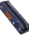 Everyday Carry Ready Multipurpose Canvas Pencil Case Pouch With Smooth Zipper Premium Materials And Neat Stitches Ideal For Stationery Cosmetics Electronics School Office Or Travel Embrace The Journey Message For Daily Motivation on navy canvas with floral design