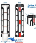 Front and back view of K Cup Holder Organizer For Keurig Pods, Space Saving Countertop Mount, Expandable 5 Per Row Dispenser