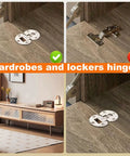 Comparison of wardrobes and lockers hinges, featuring a concealed, soft-closing hinge system in a display setting.