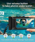 Waterproof Phone Pouch With Card Pocket For iPhone 17 16 15 Pro Max IPX8 Black showing underwater photography capability.