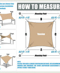 Measurement guide for Beige 8 By 10 Foot Shade Sail Canopy For Outdoor Patio 95 Percent UV Block Water Permeable And Breathable HDPE Mesh 200GSM