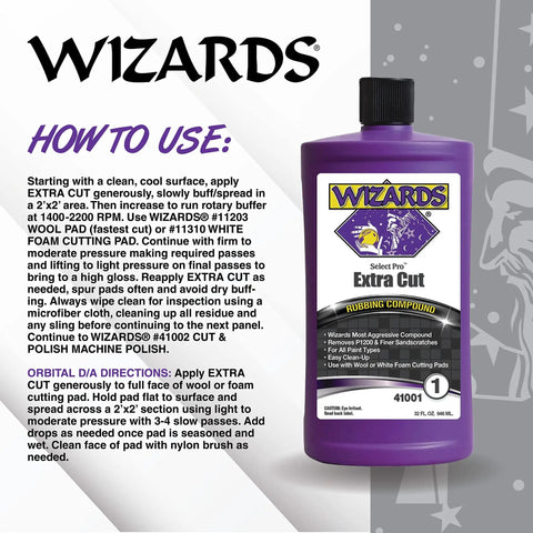 Select Pro Extra Cut Compound Perfect Match For Car Scratches Aggressive Cutting Action, 32 oz bottle with instructions.