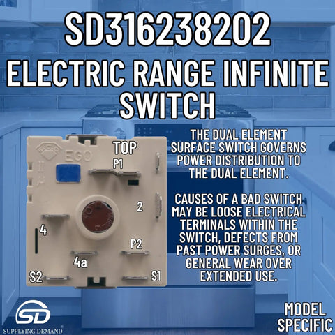 Electric Range Infinite Switch Replacement Model Specific Fit For 240V 15A On Off Temperature Control And Burner Power Compatible With 316238202 4838969 AP6799823 PS12584881