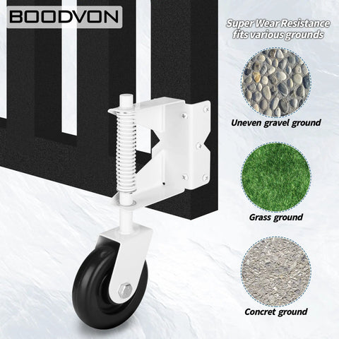 Heavy Duty Gate Wheel With Spring Loaded Gate Caster For Outdoor Wooden And Fence Gates, 360 Degree Swivel, on various surfaces
